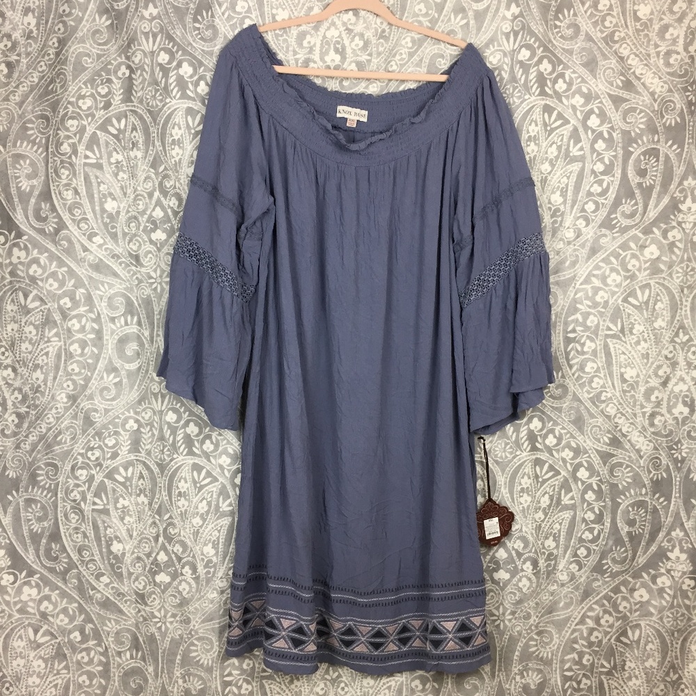 Knox Rose Long Embroidered Off the Shoulder Dress